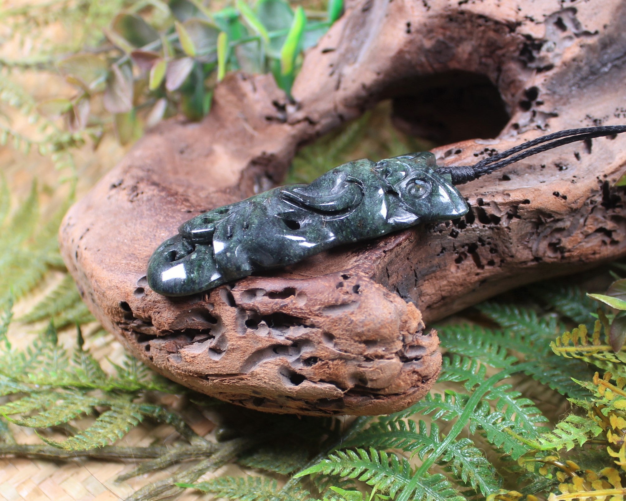 Manaia pendant carved from NZ Serpentine