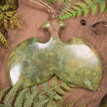 Whale Tail carved from Flower Jade Pounamu - NZ Greenstone