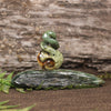 Flower Jade Pounamu Koru Twist set on a Pounamu base - NZ Greenstone