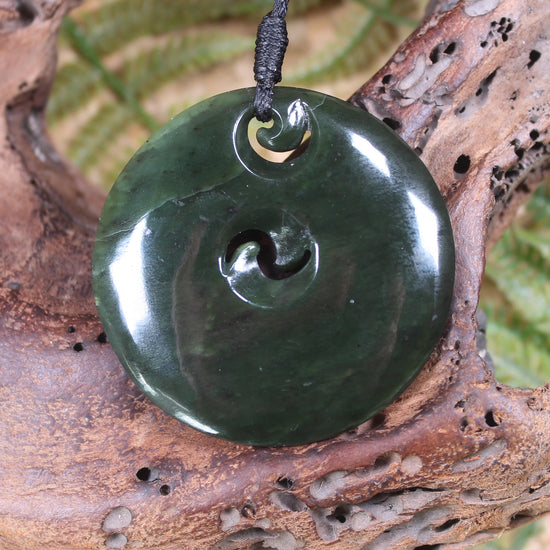 Koru carved from Rimu Pounamu - NZ Greenstone