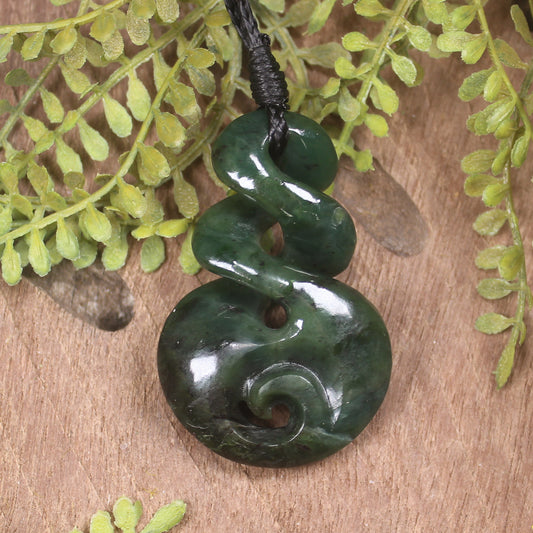 Rimu Pounamu Koru Twist Pendant - NZ Greenstone