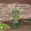 Tekoteko head sculpture carved from Flower Jade Pounamu - NZ Greenstone