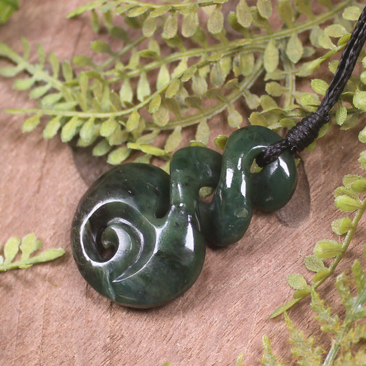 Rimu Pounamu Koru Twist Pendant - NZ Greenstone