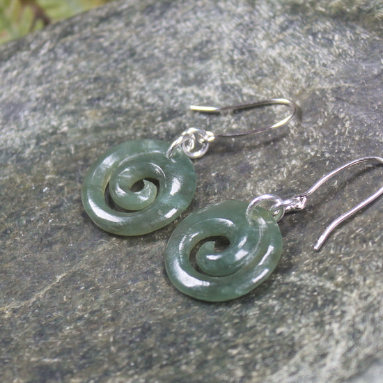 Inanga Pounamu Koru Earrings- NZ Greenstone