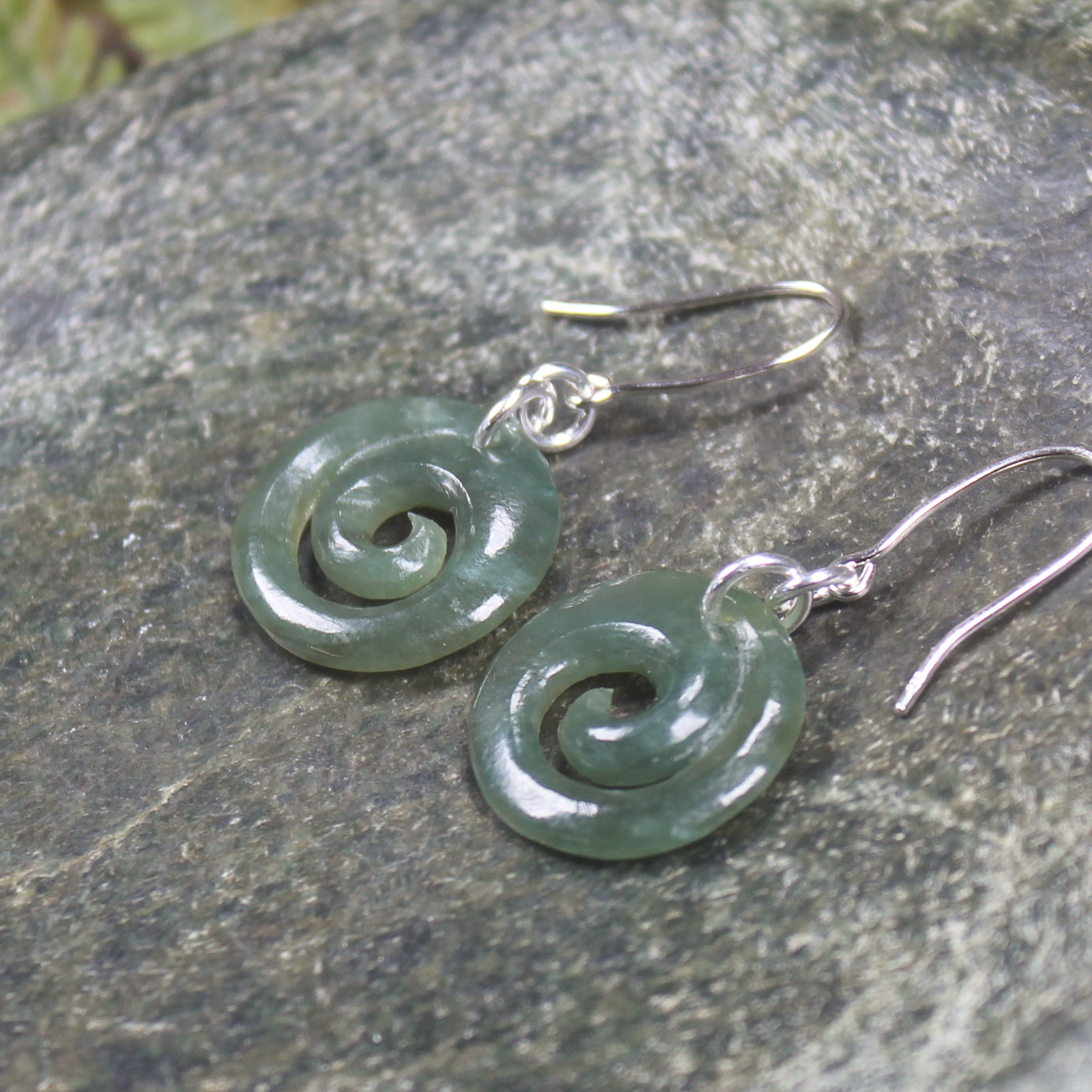Inanga Pounamu Koru Earrings- NZ Greenstone