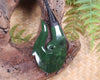 Hei Matau or Fish Hook carved from Kawakawa Pounamu - NZ Greenstone