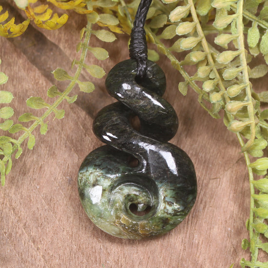Rimu Pounamu Koru Twist Pendant - NZ Greenstone