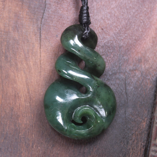Koru Twist carved from Kawakawa Pounamu - NZ Greenstone