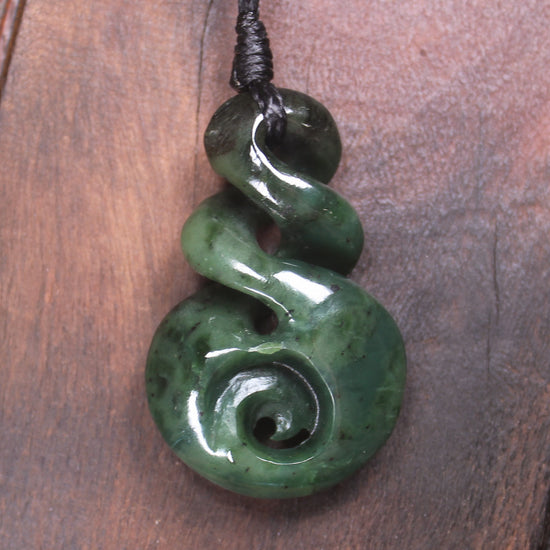 Koru Twist carved from Kawakawa Pounamu - NZ Greenstone