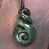 Koru Twist carved from Kawakawa Pounamu - NZ Greenstone