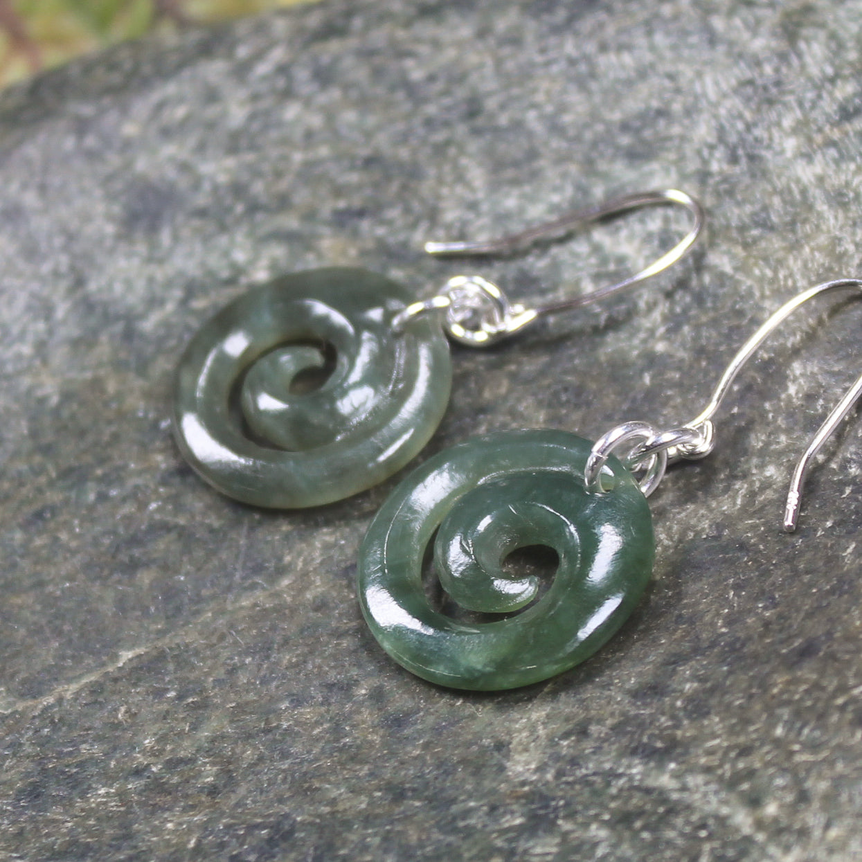 Inanga Pounamu Koru Earrings- NZ Greenstone