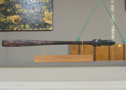 Taiaha with Pounamu Arero