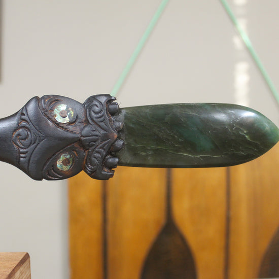 Taiaha with Pounamu Arero