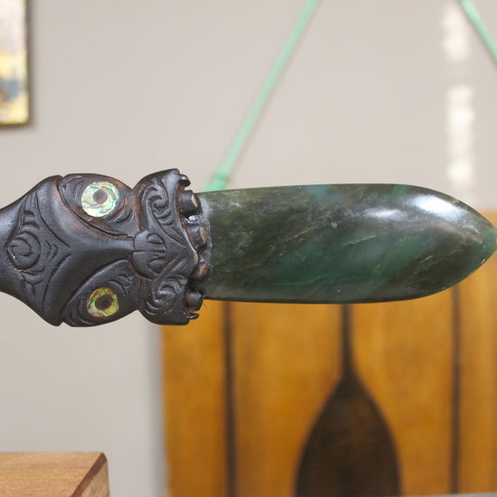 Taiaha with Pounamu Arero