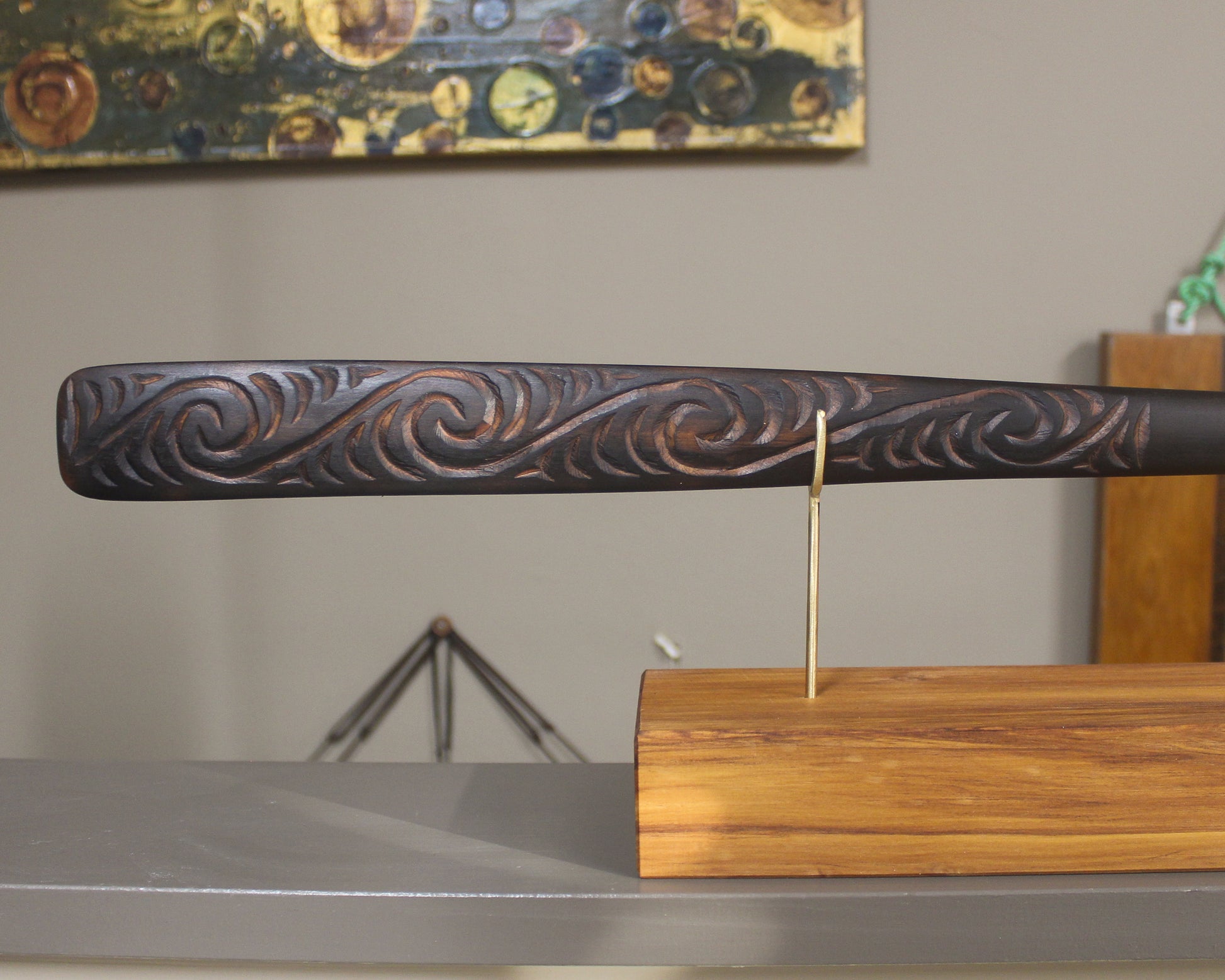 Taiaha with Pounamu Arero