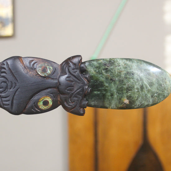 Taiaha with Pounamu Arero
