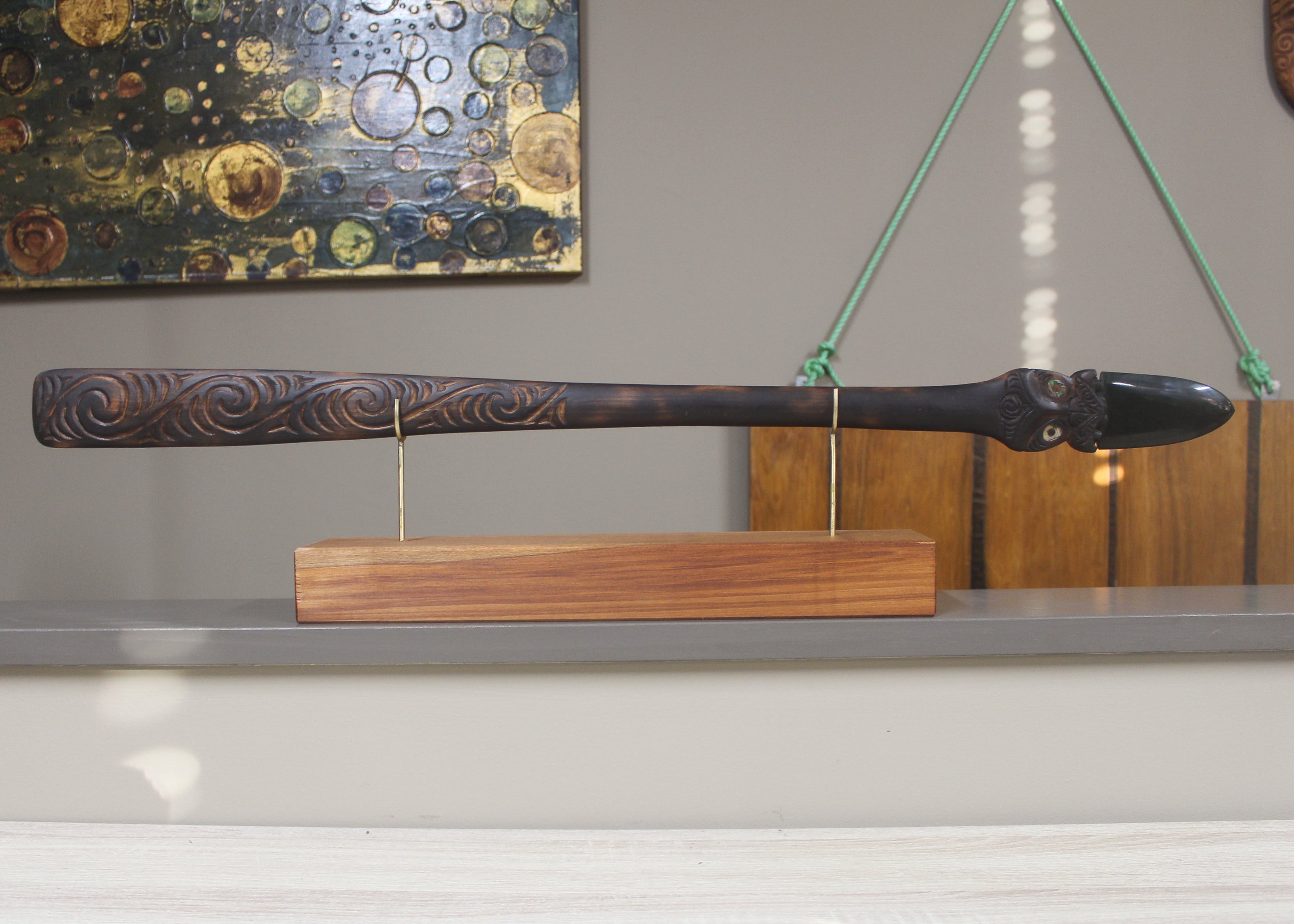 Taiaha with Pounamu Arero