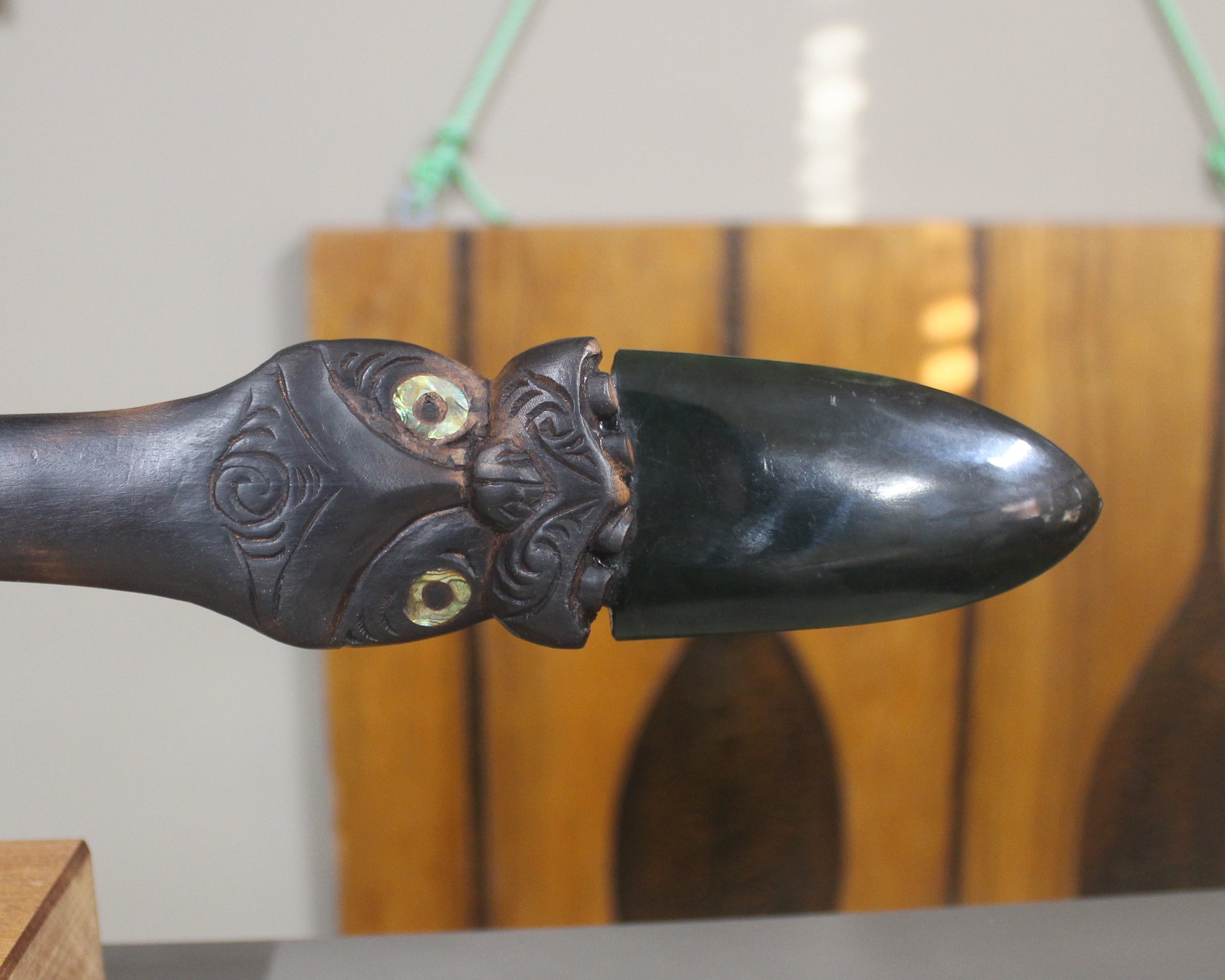 Taiaha with Pounamu Arero