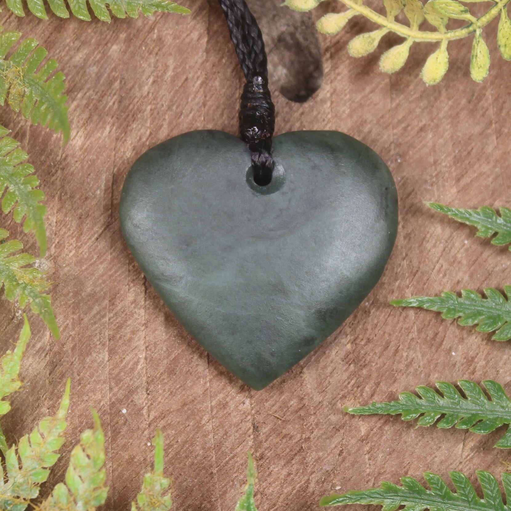 Heart carved from Rimu Pounamu - NZ Greenstone