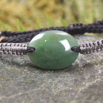 Adjustable cord bracelet with Hapopo Pounamu