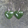 Heart Earrings carved from Hapopo Pounamu - NZ Greenstone