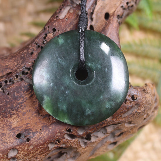 Porowhita or Pi Stone carved from Kawakawa Pounamu - NZ Greenstone