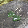 Heart Earrings carved from Hapopo Pounamu - NZ Greenstone