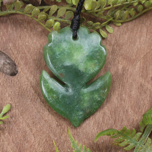 Pīwakawaka or Fantail Bird Pendant carved from Kawakawa Pounamu - NZ Greenstone