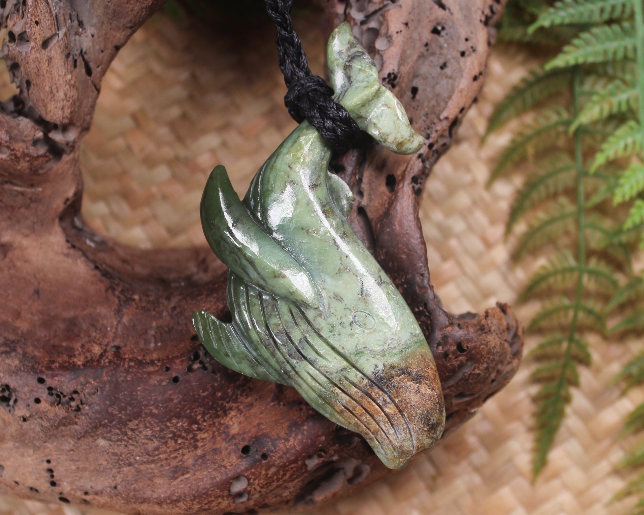 Whale carved from Rimu Pounamu - NZ Greenstone