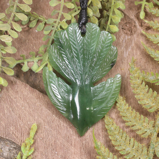 Pīwakawaka or Fantail Bird Pendant carved from Hapopo Pounamu - NZ Greenstone