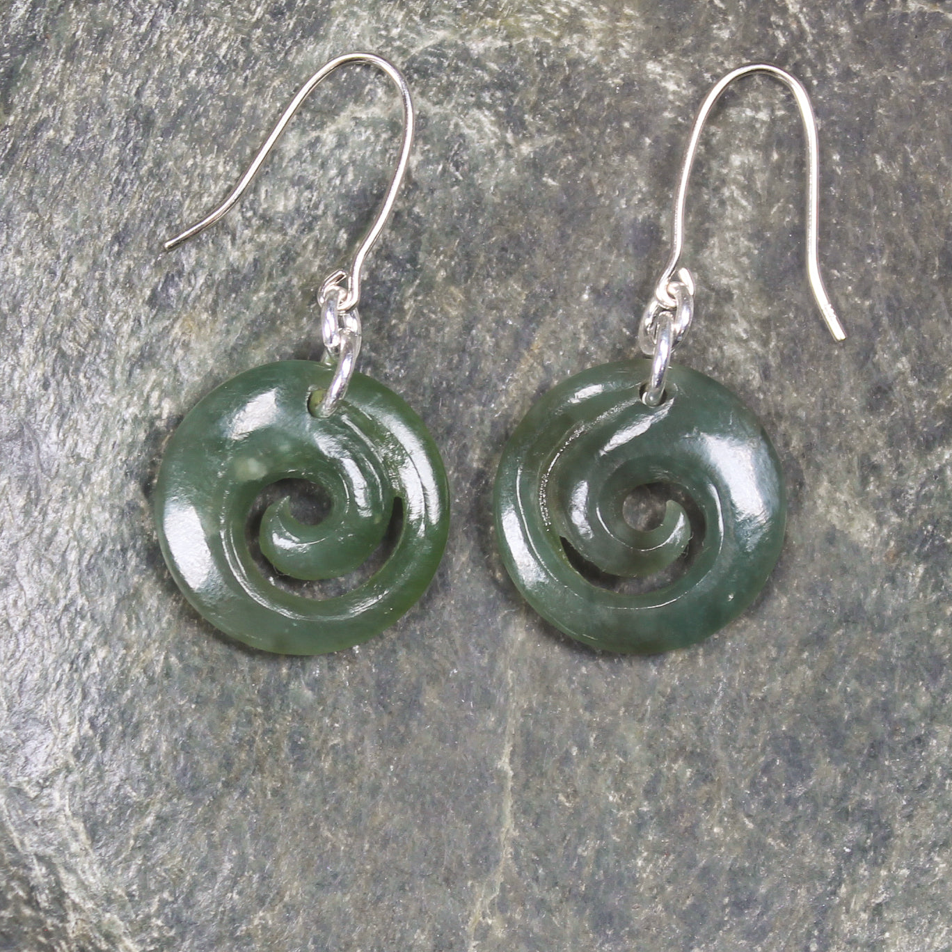 Inanga Pounamu Koru Earrings- NZ Greenstone