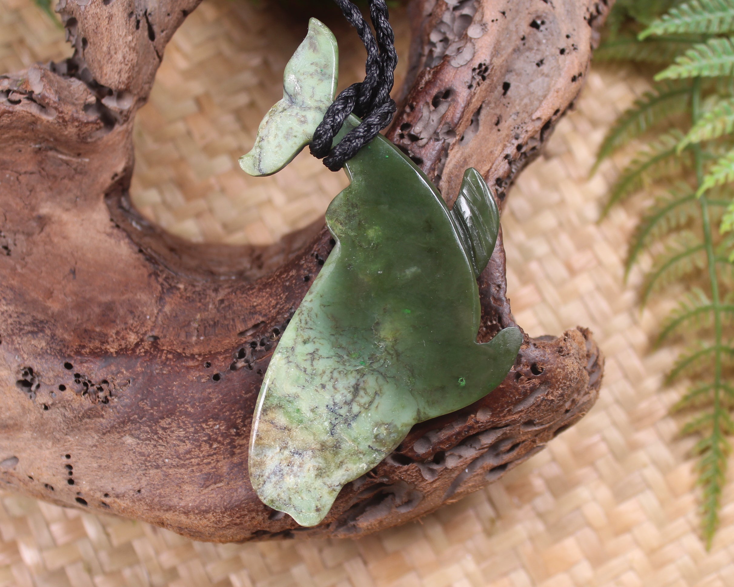 Whale carved from Rimu Pounamu - NZ Greenstone