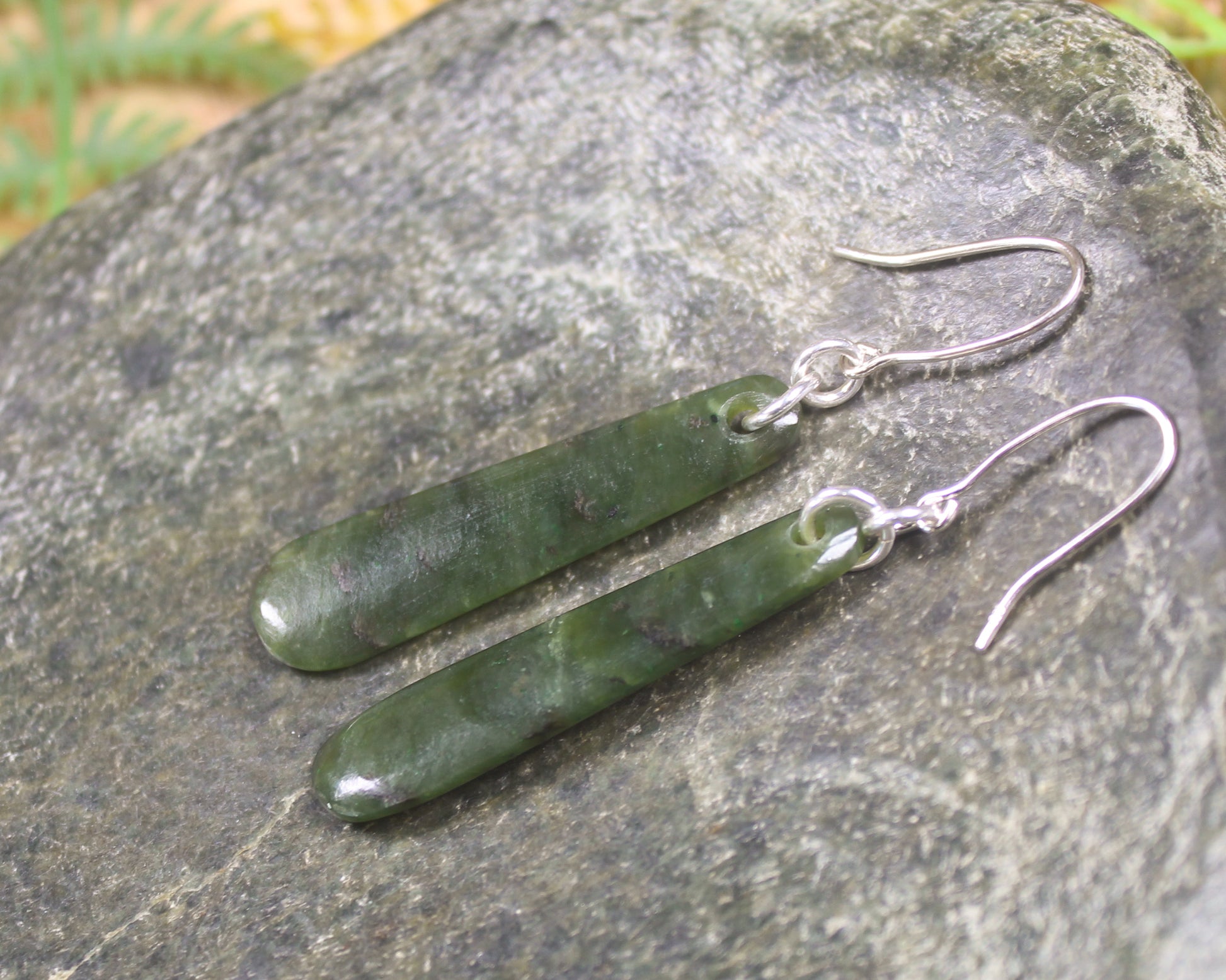 Roimata or Teardrop earrings carved from Rimu Pounamu - NZ Greenstone
