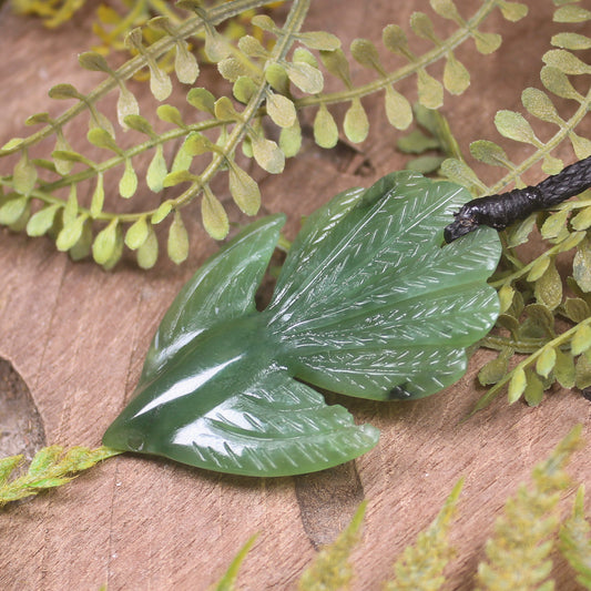 Pīwakawaka or Fantail Bird Pendant carved from Hapopo Pounamu - NZ Greenstone