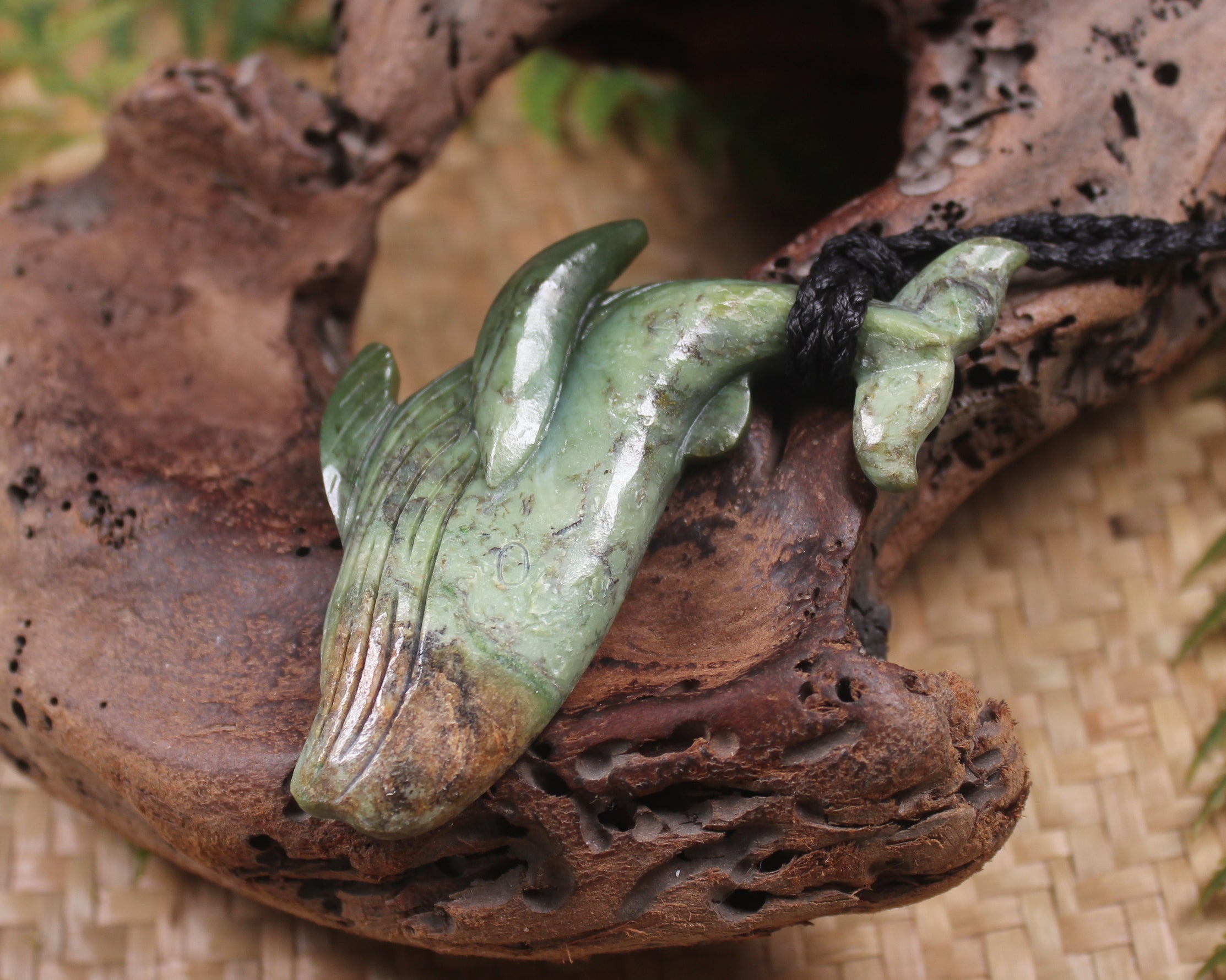 Whale carved from Rimu Pounamu - NZ Greenstone