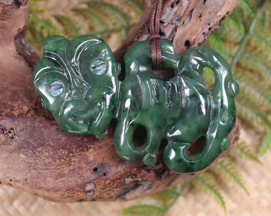 Hei Tiki carved from Kawakawa Pounamu - NZ Greenstone