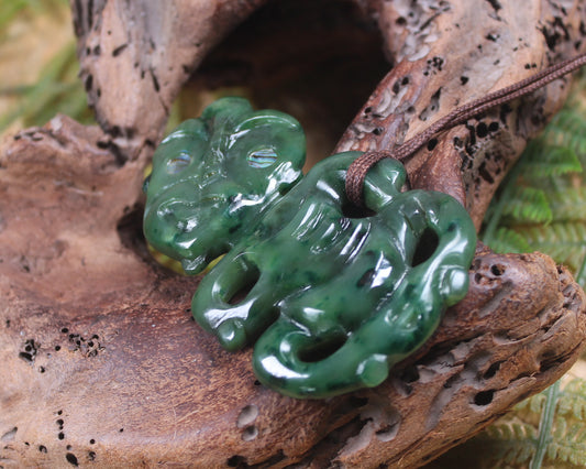 Hei Tiki carved from Kawakawa Pounamu - NZ Greenstone