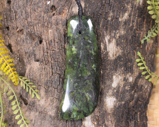 Taniwha Tooth or Niho carved from Douglas Creek Pounamu - NZ Greenstone