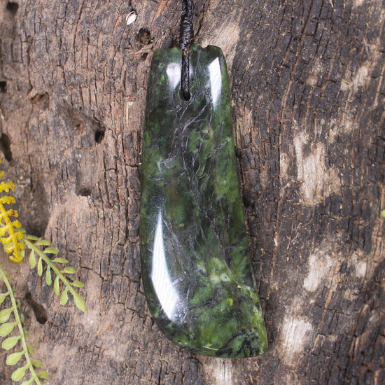 Taniwha Tooth or Niho carved from Douglas Creek Pounamu - NZ Greenstone