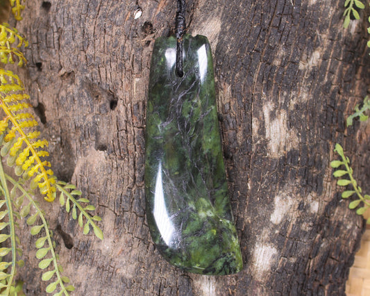 Taniwha Tooth or Niho carved from Douglas Creek Pounamu - NZ Greenstone