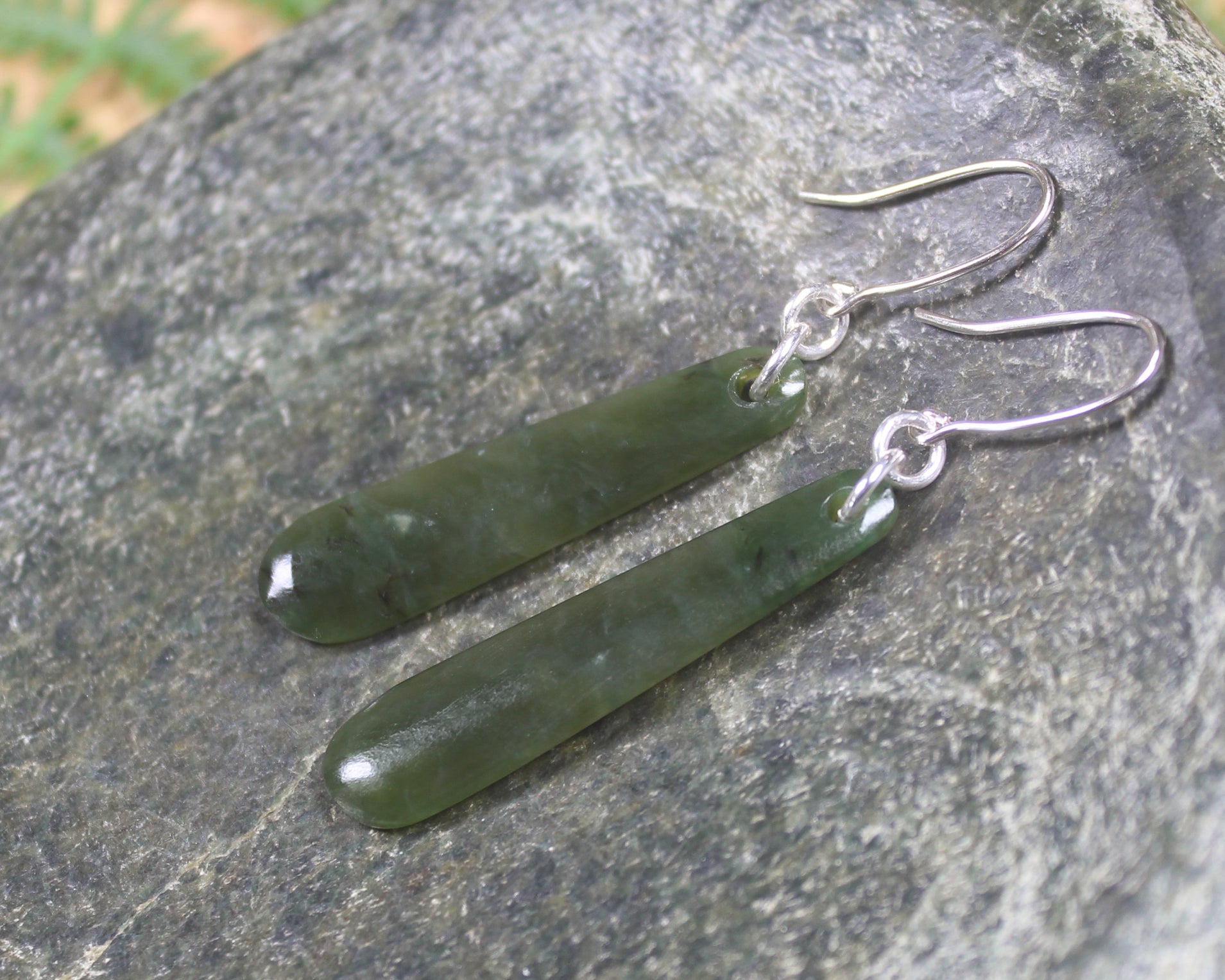 Roimata or Teardrop earrings carved from Rimu Pounamu - NZ Greenstone