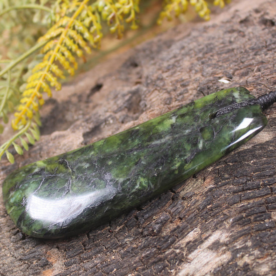 Taniwha Tooth or Niho carved from Douglas Creek Pounamu - NZ Greenstone