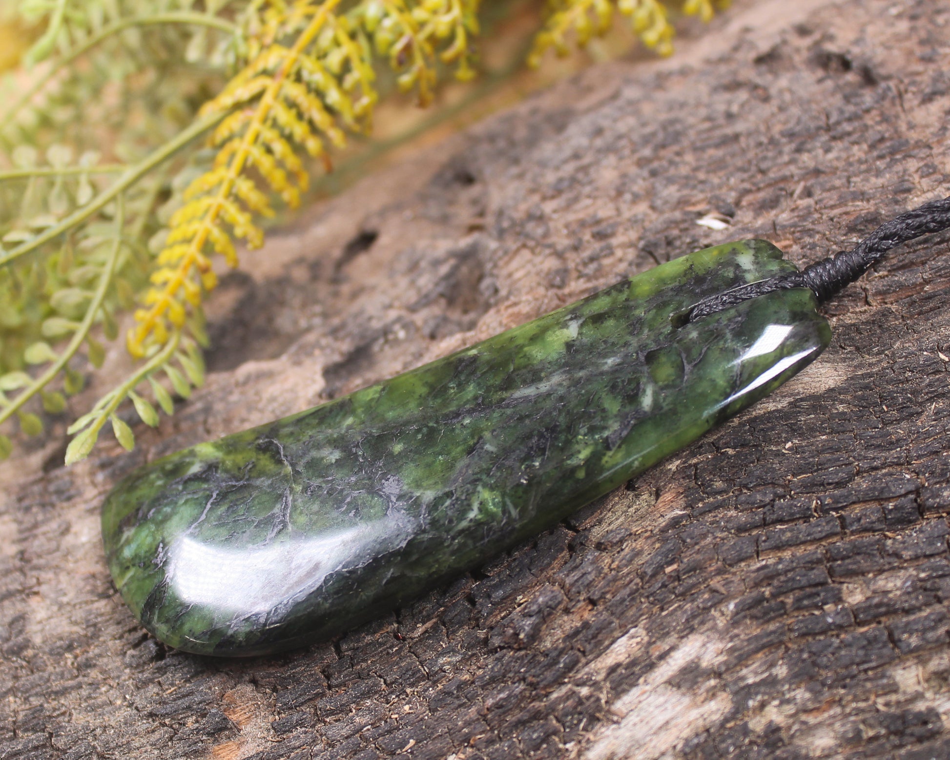 Taniwha Tooth or Niho carved from Douglas Creek Pounamu - NZ Greenstone