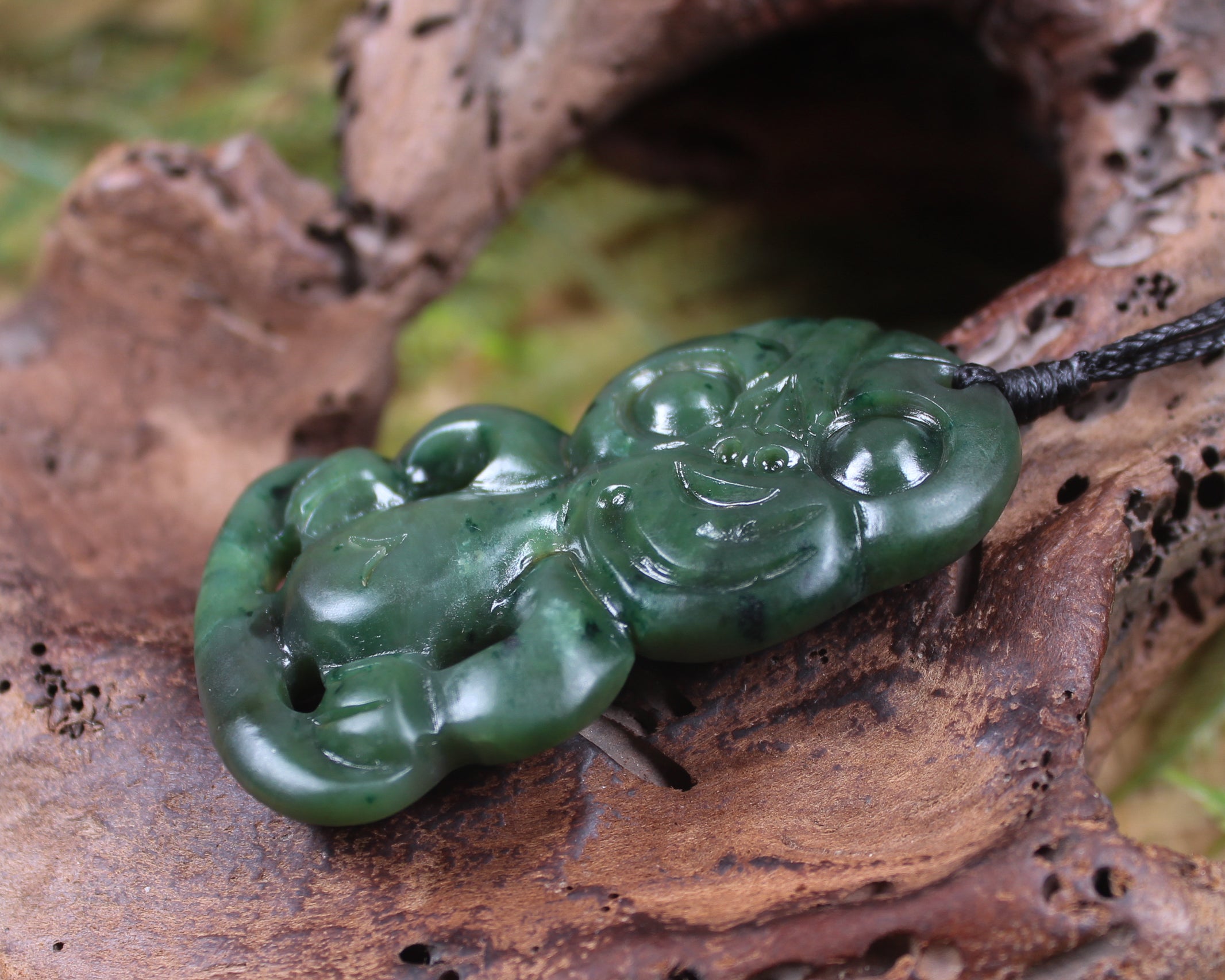 Hei Tiki carved from Kawakawa Pounamu - NZ Greenstone