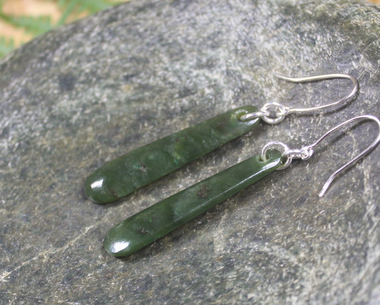Roimata or Teardrop earrings carved from Rimu Pounamu - NZ Greenstone