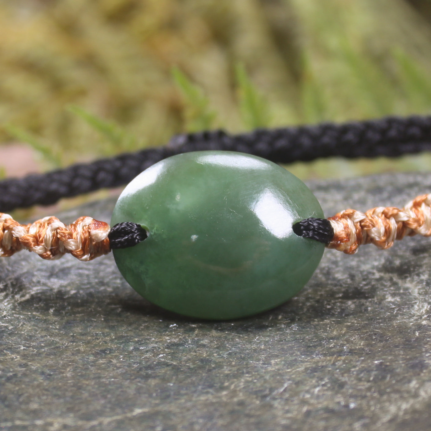 Adjustable cord bracelet with Hapopo Pounamu