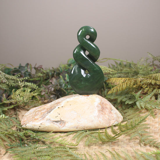 Twist Sculpture carved from Kawakawa Pounamu - NZ Greenstone