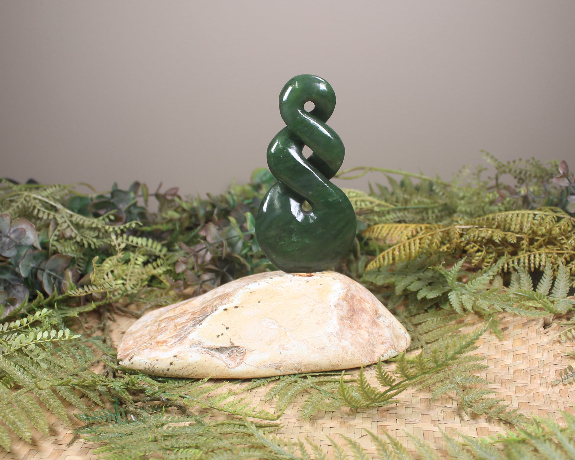 Twist Sculpture carved from Kawakawa Pounamu - NZ Greenstone