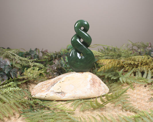 Twist Sculpture carved from Kawakawa Pounamu - NZ Greenstone