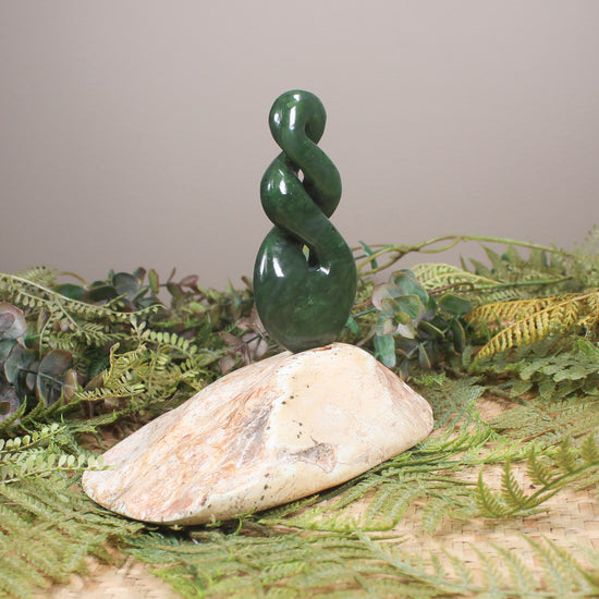 Twist Sculpture carved from Kawakawa Pounamu - NZ Greenstone